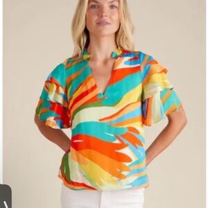 NWT!!! Alden Adair Sandra Multicolor Ruffled Blouse